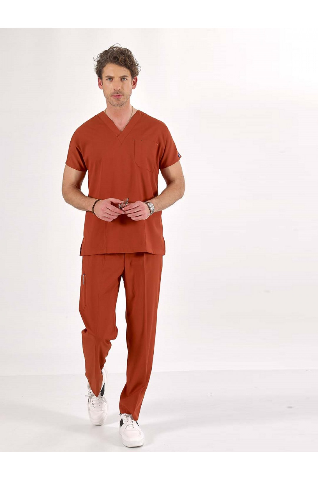 Костюм медицинский мужской CORE-FLEX LYCRA (т.оранжевый kiremit, стрейч)
