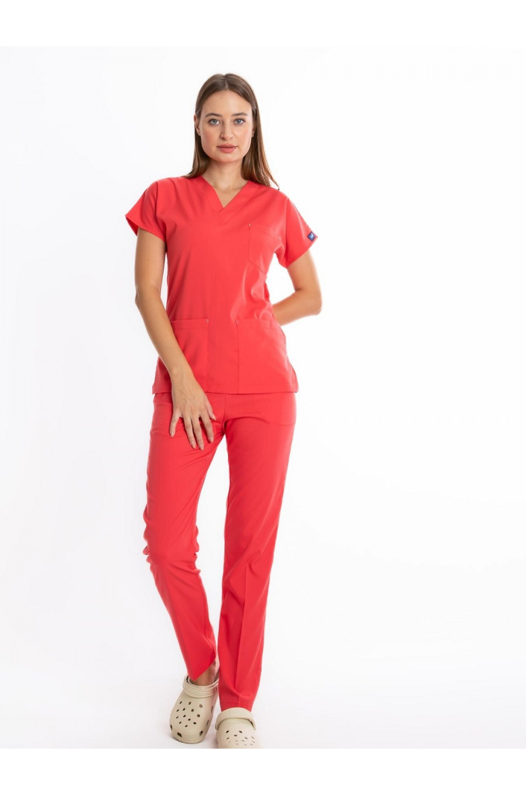 Костюм медицинский женский CORE-FLEX LYCRA (оранжево-крансый, стрейч)