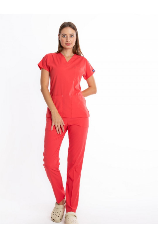 Костюм медицинский женский CORE-FLEX LYCRA (оранжево-крансый, стрейч)