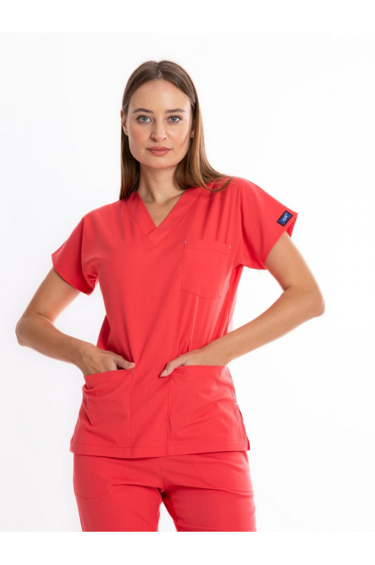 Костюм медицинский женский CORE-FLEX LYCRA (оранжево-крансый, стрейч)