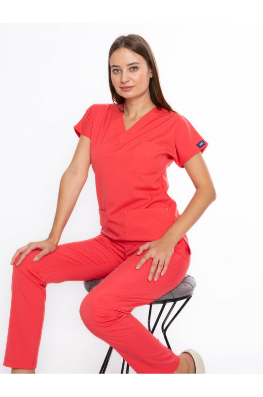 Костюм медицинский женский CORE-FLEX LYCRA (оранжево-крансый, стрейч)