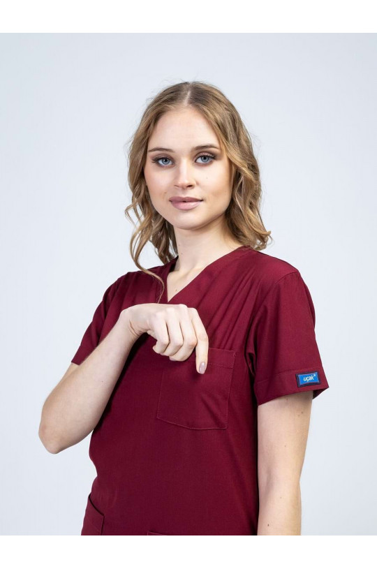 Костюм медицинский женский JOGGER (бордовый bordo, стрейч)