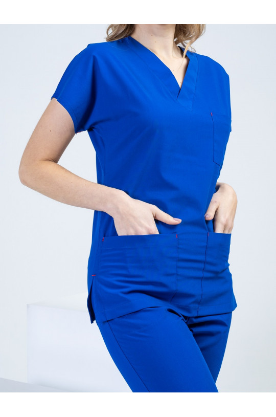 Костюм медицинский женский U-FLEX LYCRA (индиго синий, стрейч)