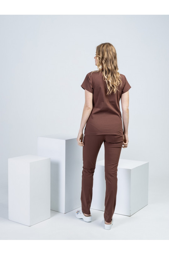 Костюм медицинский женский U-FLEX LYCRA (какао, стрейч)