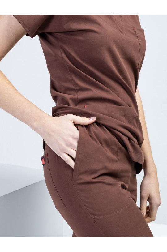 Костюм медицинский женский U-FLEX LYCRA (какао, стрейч)