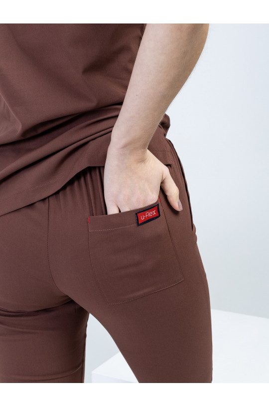 Костюм медицинский женский U-FLEX LYCRA (какао, стрейч)