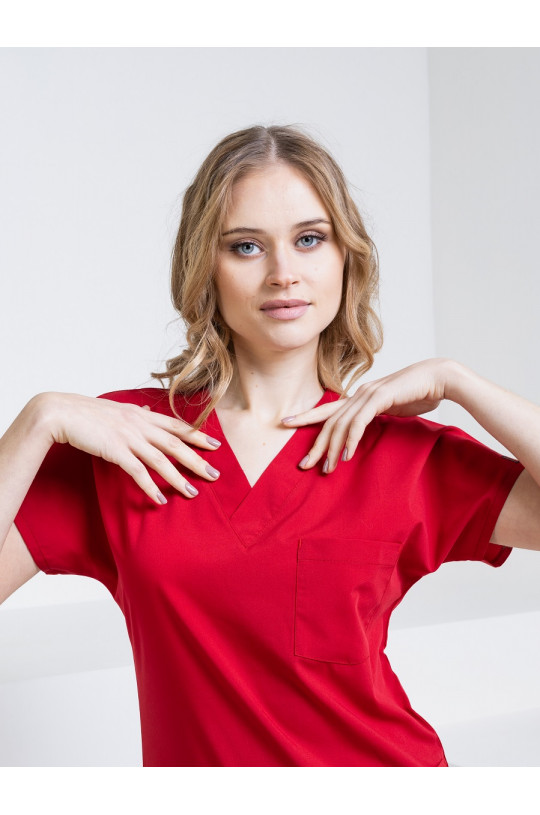Костюм медицинский женский U-FLEX LYCRA (красный, стрейч)