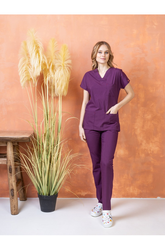 Костюм медицинский женский U-FLEX LYCRA (сливовый, стрейч)