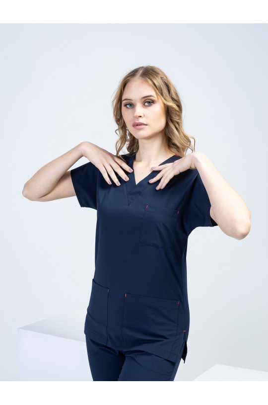 Костюм медицинский женский U-FLEX LYCRA (т.синий, стрейч)